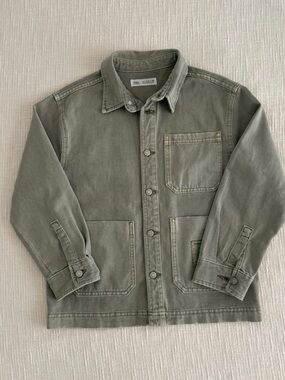 Zara Boys Olive Utility Shirt Jacket